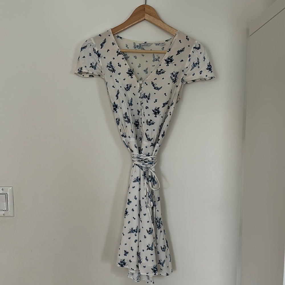 White and blue floral dress